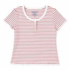 Thereabouts Girls' Red & White Striped Henley Tee